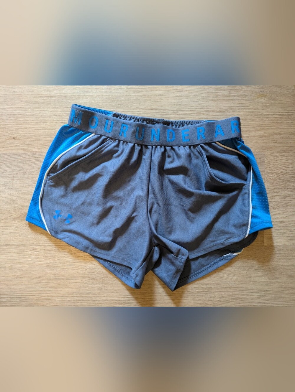 Under Armour Gray and Blue Performance Running Shorts XS